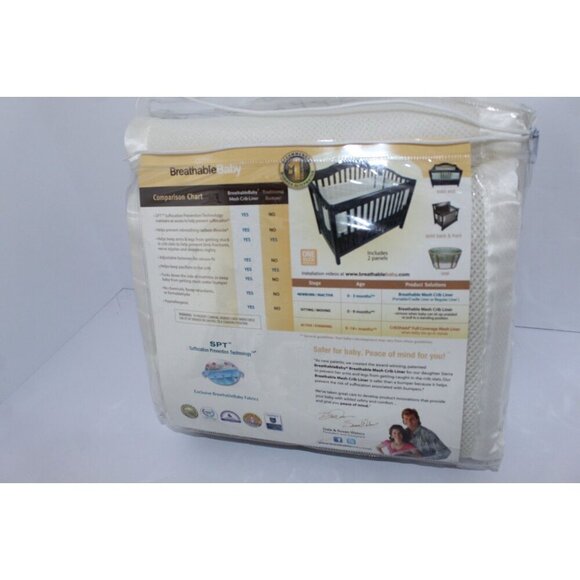 BreathableBaby Breathable Mesh Crib Liner Beige Unused Fits Most Baby Cribs NIP - Picture 3 of 12